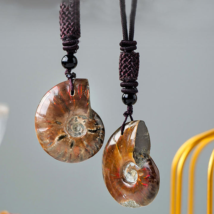 Buddha Stones Natural Ammonite Fossil Snail Pattern Meditation Healing Necklace Pendant - image 2