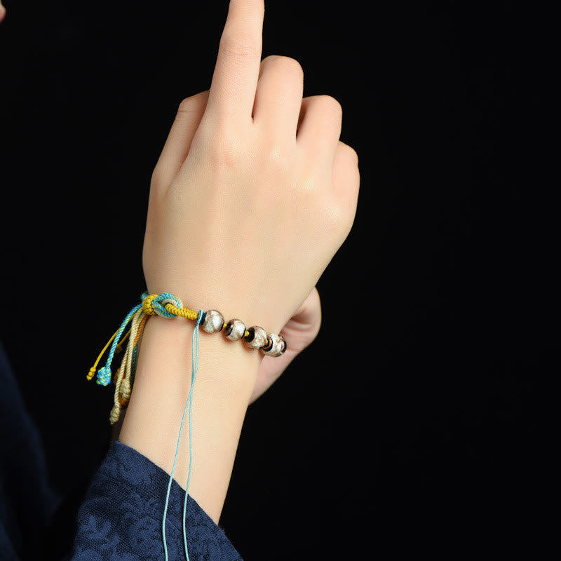 Buddha Stones Handmade Multicolored Rope Liuli Glass Bead Fortune Braided Bracelet - image 7