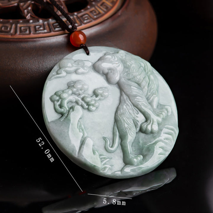 Buddha Stones Chinese Zodiac Tiger Jade Protection Necklace String Pendant - image 8