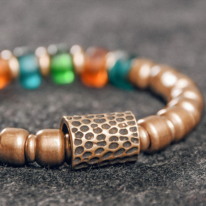 Buddha Stones Tibetan Colorful Glass Beads Copper Wealth Bracelet - image 11