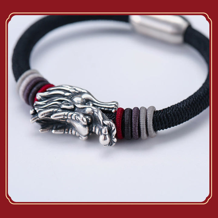 Buddha Stones 999 Sterling Silver Dragon Luck Handcrafted Braided Child Adult Bracelet - image 5