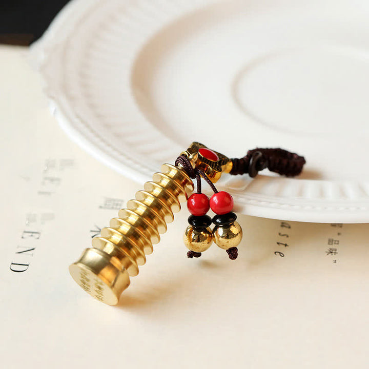Feng Shui Yin Yang Bagua Wenchang Pen Pagoda Prayer Wheel Keychain - Wenchang Pagoda - image 2