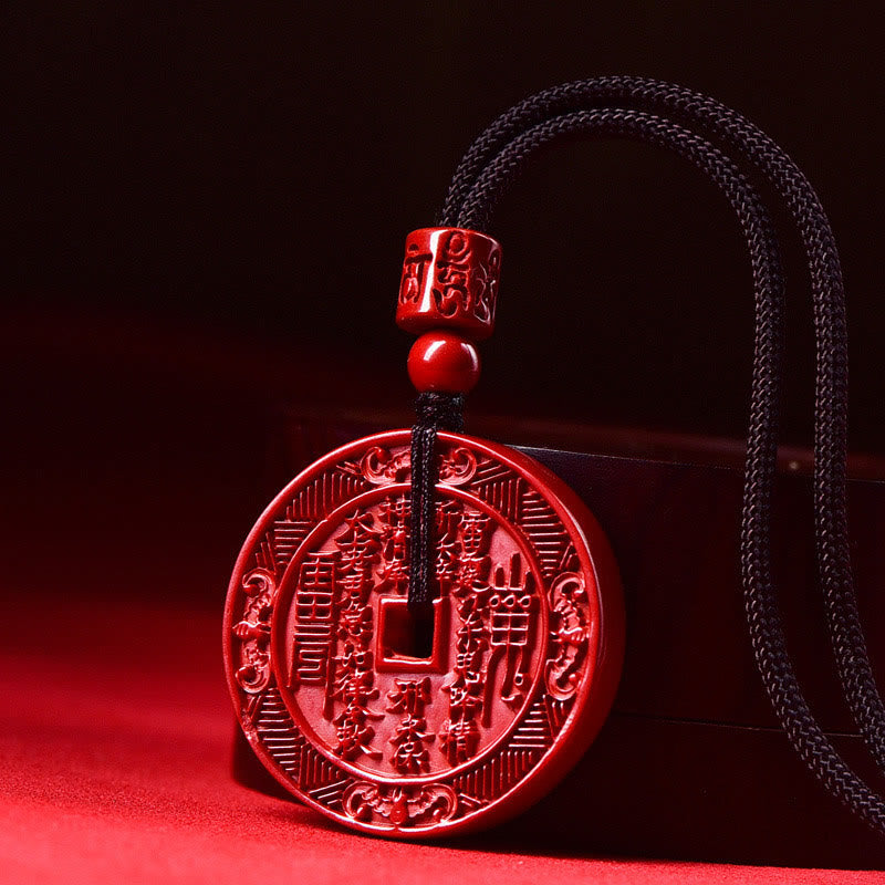 Buddha Stones Natural Cinnabar Mountain Ghosts Spend Money Bagua Blessing Necklace Pendant Key Chain - image 2