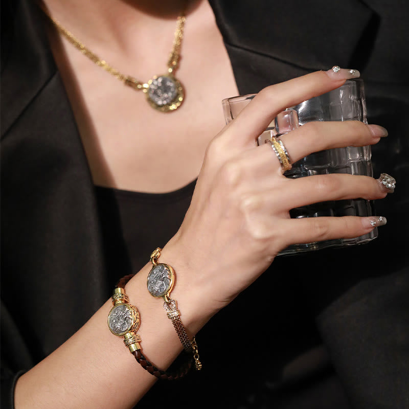 Buddha Stones Tibetan 925 Sterling Silver Zakiram Goddess of Wealth Blessing Protection Bracelet - image 9
