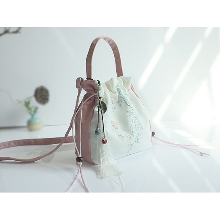 Buddha Stones Handmade Embroidered Flowers Canvas Tote Shoulder Bag Handbag - image 24