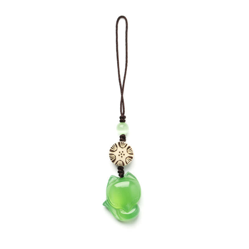 Natural Chalcedony Fox Harmony Phone Hanging Decoration - image 15