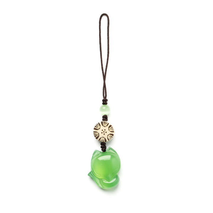 Natural Chalcedony Fox Harmony Phone Hanging Decoration - image 15
