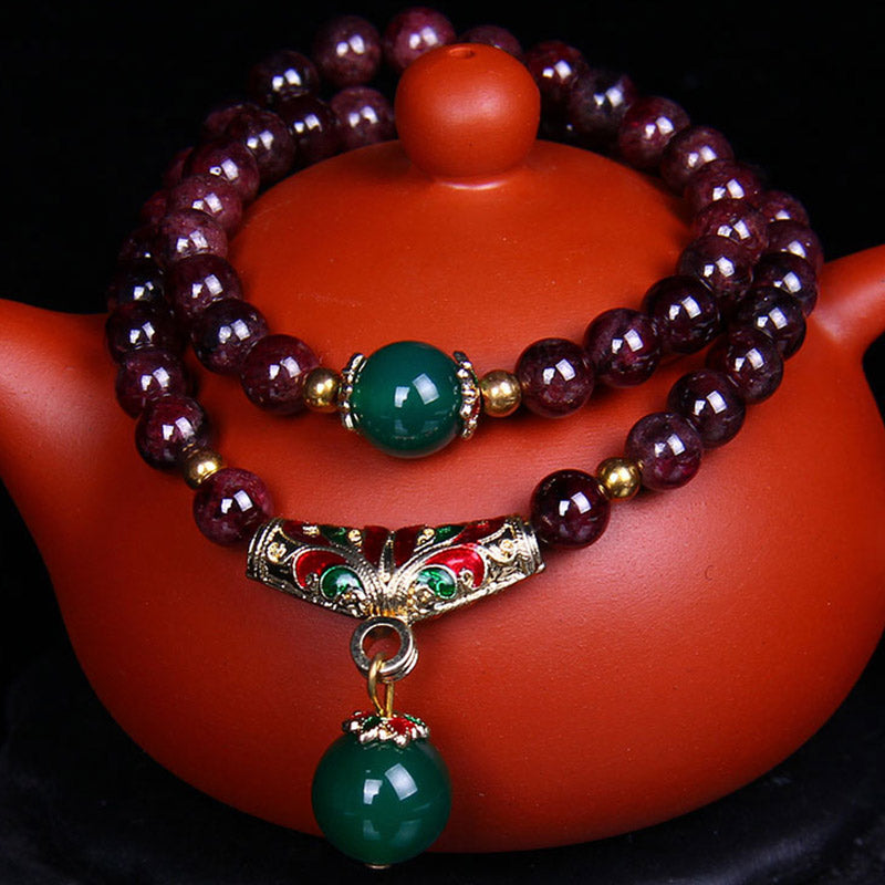 Buddha Stones Natural Garnet Blessing Bracelet - 7mm Garnet - image 0