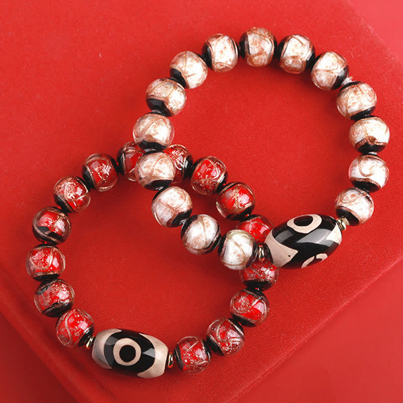 Buddha Stones Tibetan Nine-Eye Dzi Bead Three-eyed Dzi Bead Liuli Glass Bead Wealth Bracelet - image 25