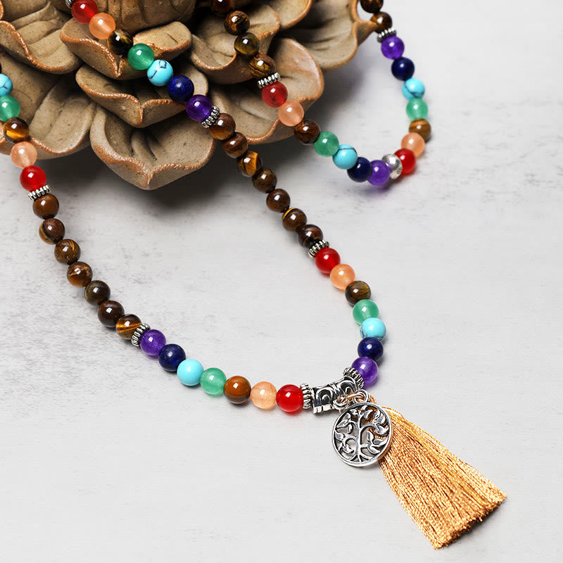 Buddha Stones Healing Crystal Mala Prayer Beads 108 Meditation Healing Multilayer Bracelet Necklace - image 9