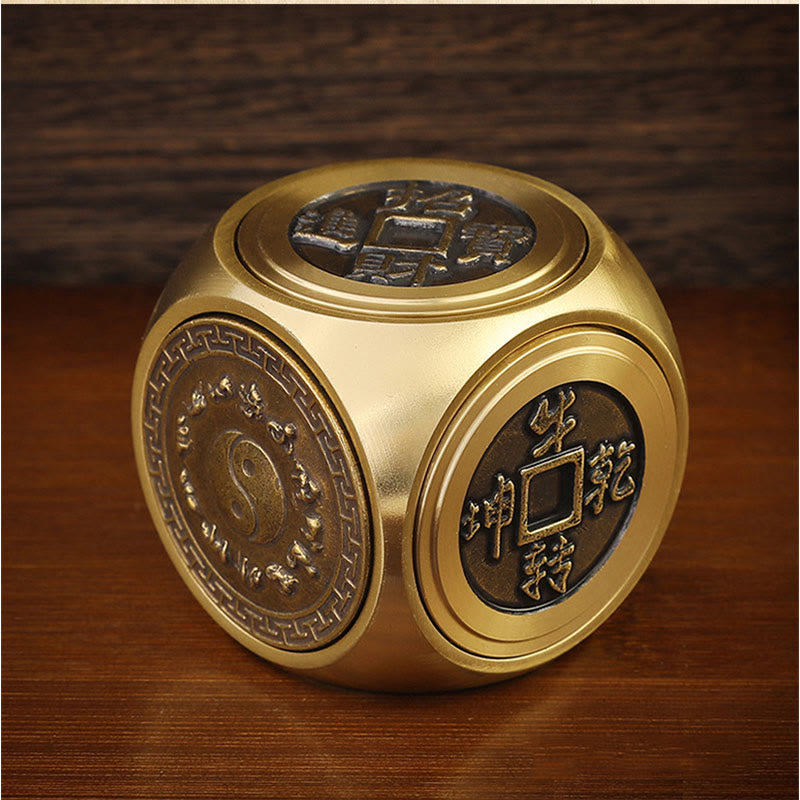 Buddha Stones Four Beasts Feng Shui Yin Yang Bagua Copper Coin Harmony Rotatable Decoration - Yin Yang 4.3*4.3cm - image 6