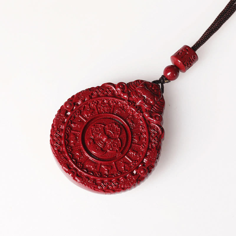 Buddha Stones Chinese Zodiac Natural Cinnabar Bagua Amulet Keep Away Evil Spirits Necklace Pendant - image 3