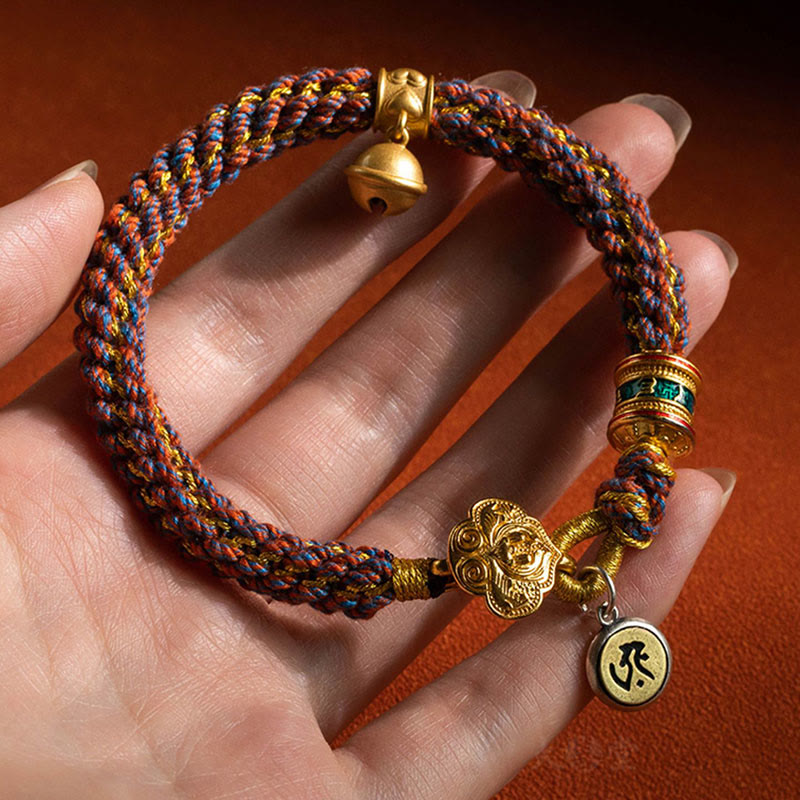 Buddha Stones 925 Sterling Silver Chinese Zodiac Natal Buddha Om Mani Padme Hum Luck Bell Braided String Bracelet - image 11