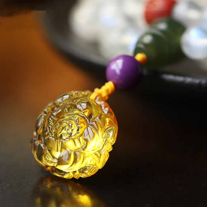 Buddha Stones 108 Mala Beads Moonstone Amber Lotus Turquoise Crystal Healing Bracelet - image 5