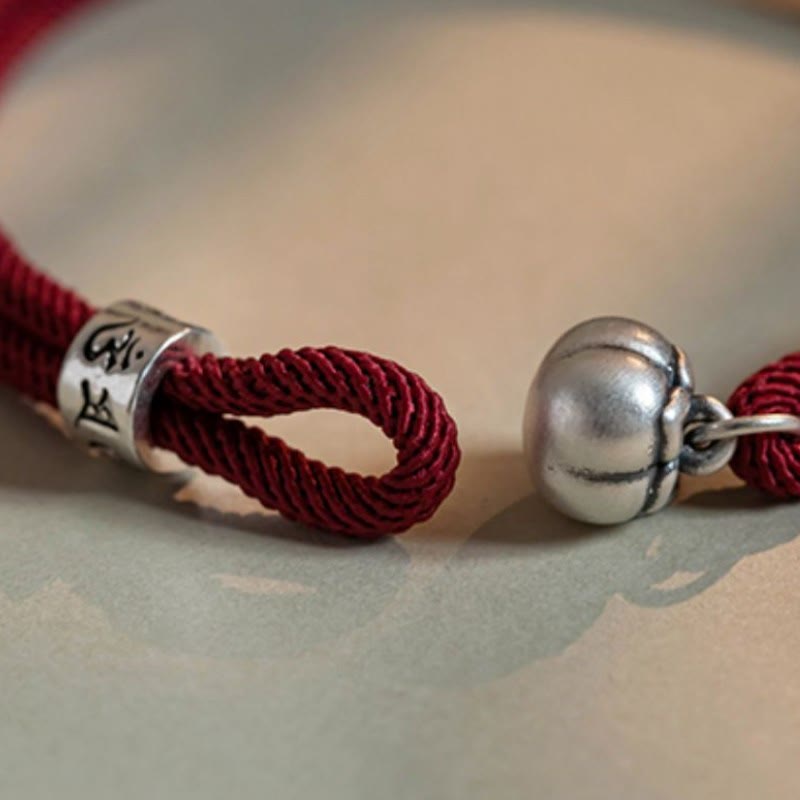 Buddha Stones 925 Sterling Silver Tibetan Handmade Om Mani Padme Hum Persimmon Charm Luck Protection Braided Bracelet - image 9