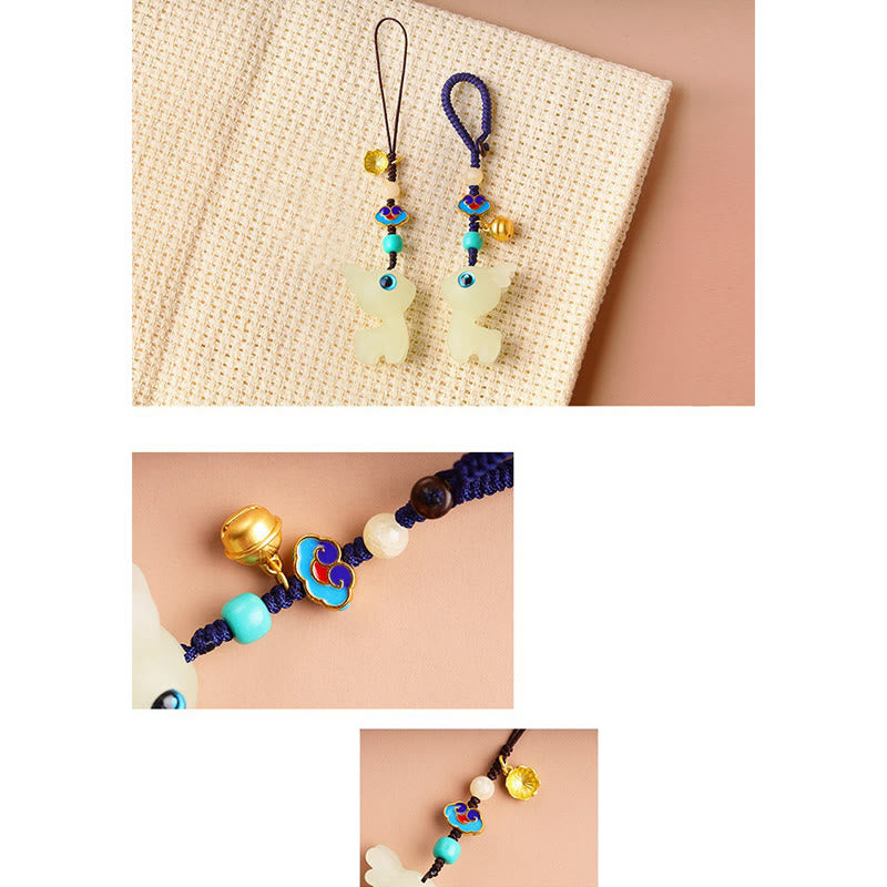 Buddha Stones Mini Cute Deer Glowstone Luminous Lucky Deer Energy Key Chain Phone Car Hanging Decoration - image 6