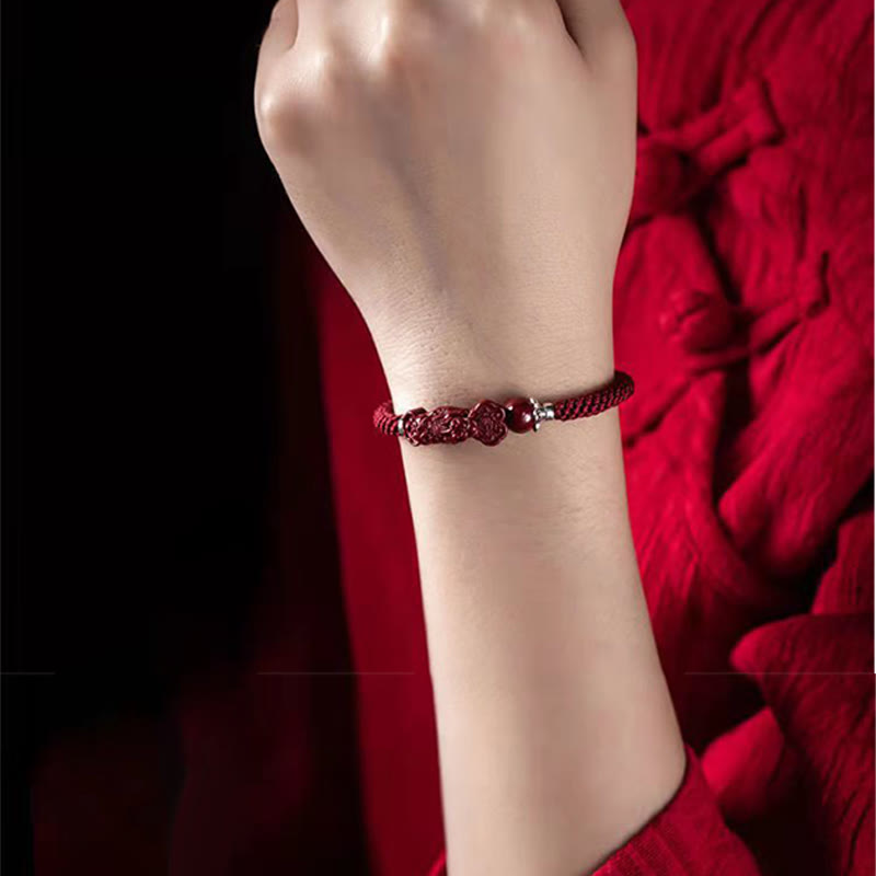Buddha Stones Handcrafted PiXiu Cinnabar Wealth Luck Braided Bracelet - image 13
