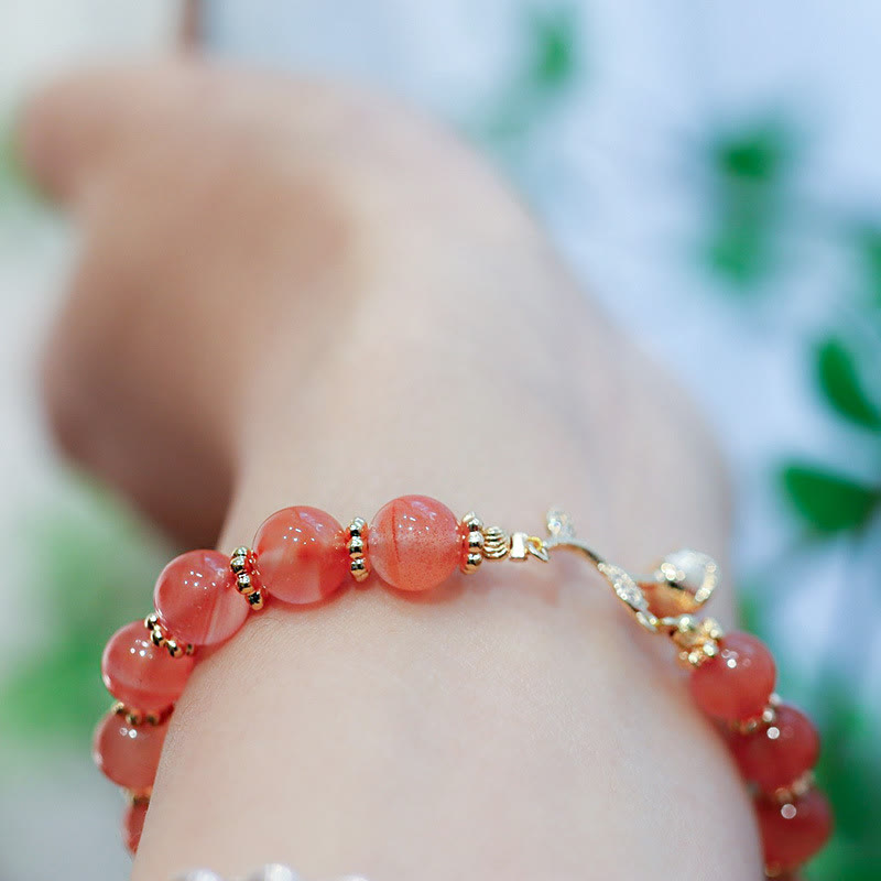 Buddha Stones Natural Red Agate Rose Confidence Calm Chain Bracelet - image 7
