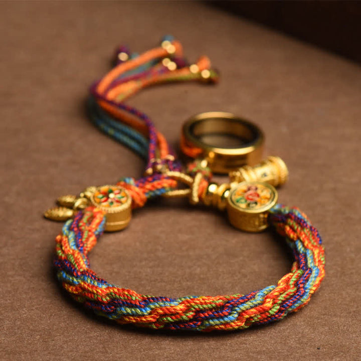 Buddha Stones Tibetan Om Mani Padme Hum Dreamcatcher Luck Colorful Reincarnation Knot String Bracelet - image 5