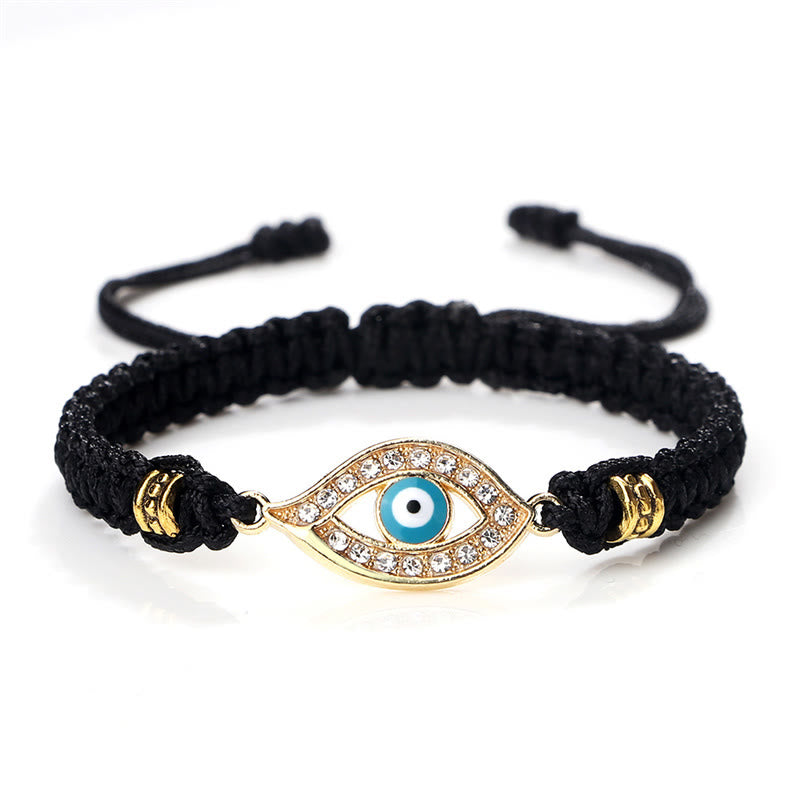 Buddha Stones Evil Eye Keep Away Evil Spirits String Bracelet - Black Light Blue Evil Eye - Gold Border - image 31