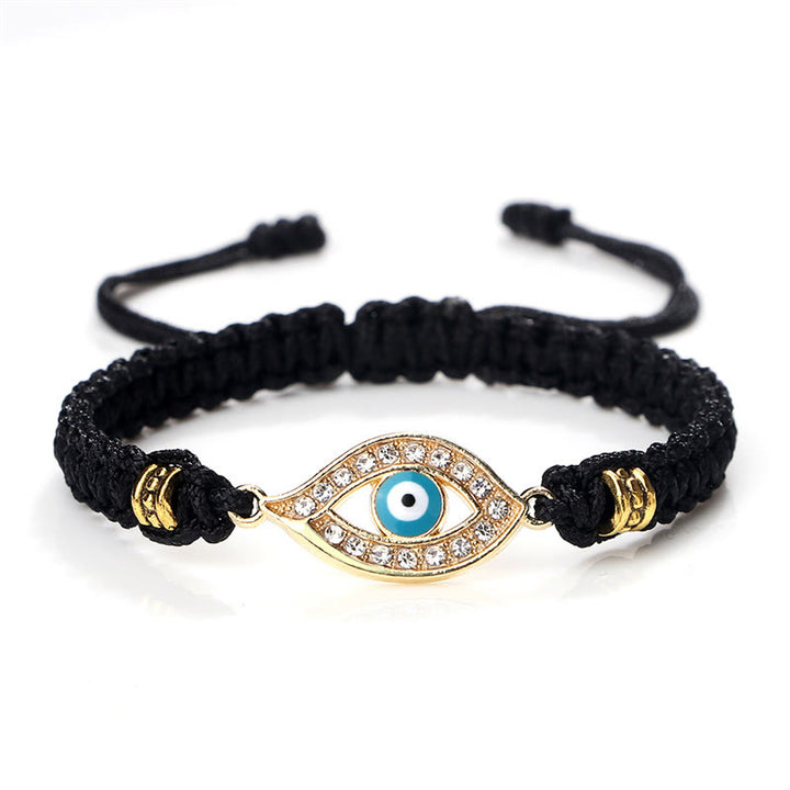 Buddha Stones Evil Eye Keep Away Evil Spirits String Bracelet - Black Light Blue Evil Eye - Gold Border - image 31