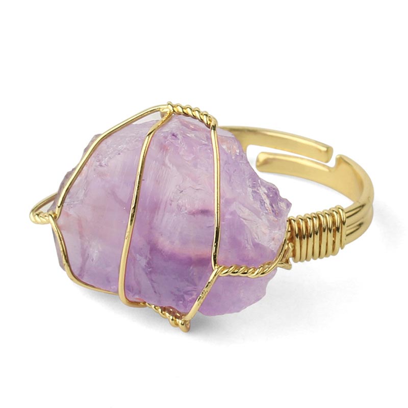 Buddha Stones Natural Crystal Gemstone Amethyst Adjustable Ring - image 0