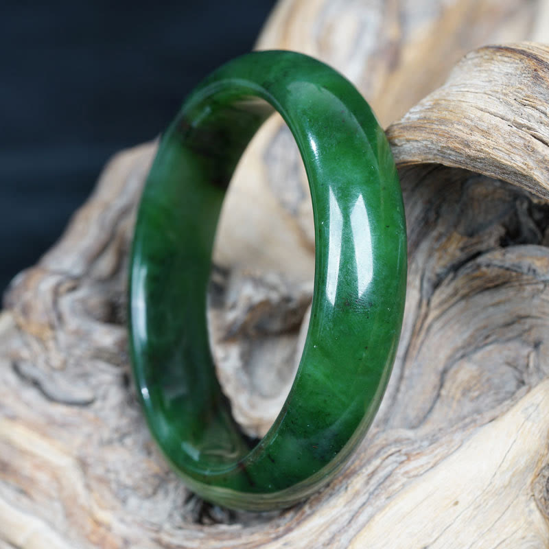 Buddha Stones Natural Hetian Cyan Jade Happiness Success Bracelet Bangle - image 1