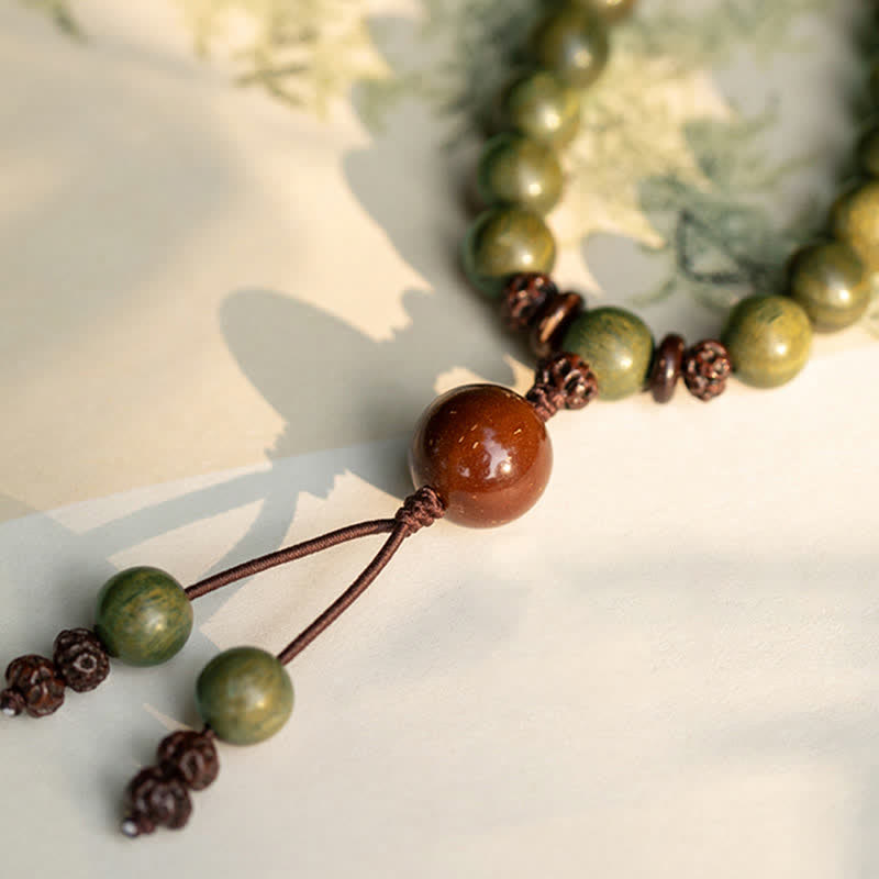 Buddha Stones Green Sandalwood Positive Peace Bracelet - image 11