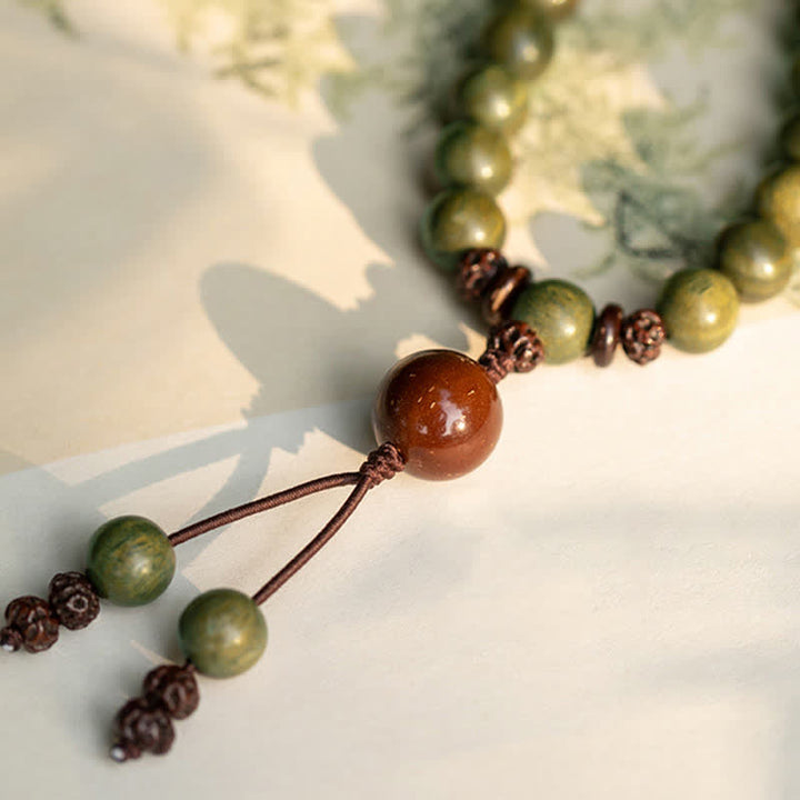 Buddha Stones Green Sandalwood Positive Peace Bracelet - image 11