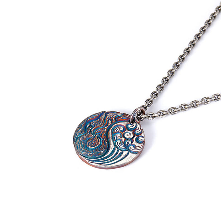 Buddha Stones 990 Sterling Silver Yin Yang Water and Fire Balance Necklace Pendant - image 6