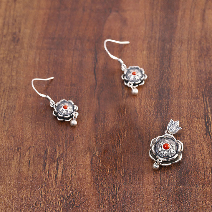 Buddha Stones 925 Sterling Silver Om Mani Padme Hum Lotus Peace Necklace Pendant Earrings - image 9