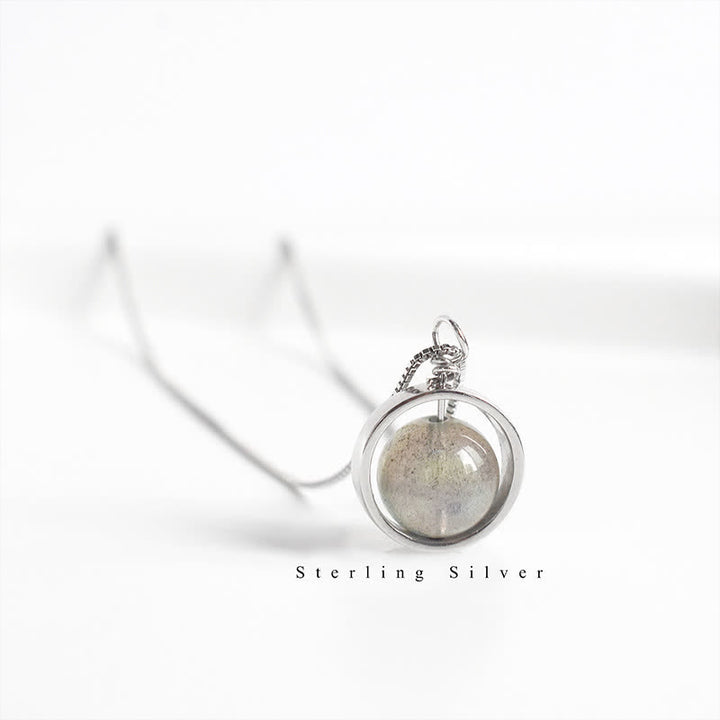 Buddha Stones 925 Sterling Silver Moonstone Love Planet Rotatable Pattern Necklace Pendant - image 7