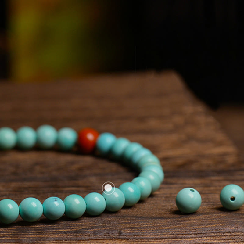 Buddha Stones Turquoise Red Agate Bead Protection Bracelet - image 4