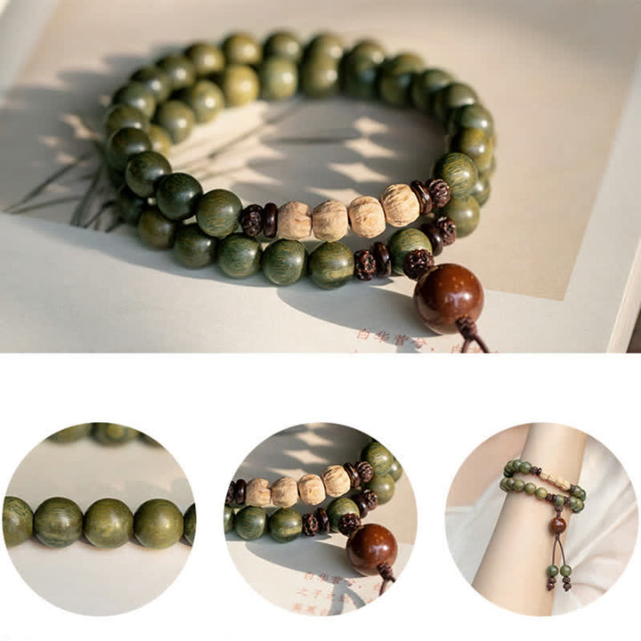 Buddha Stones Green Sandalwood Positive Peace Bracelet - image 8