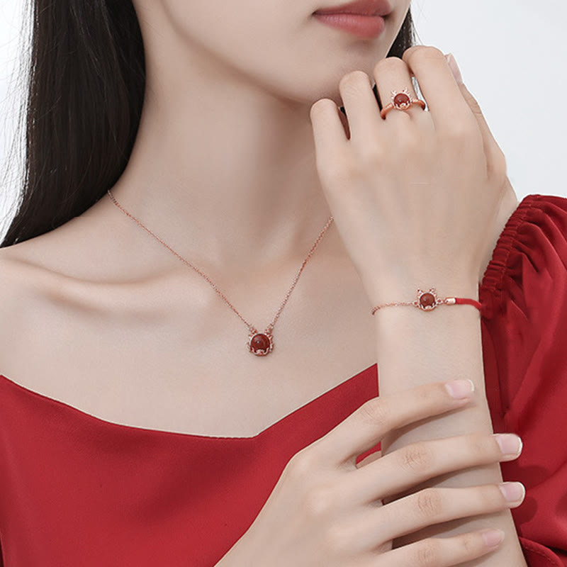 ❗❗❗A Flash Sale- Buddha Stones 925 Sterling Silver Year of the Dragon Cinnabar Red Agate Dragon Protection Bracelet Necklace Pendant Earrings Ring - image 18