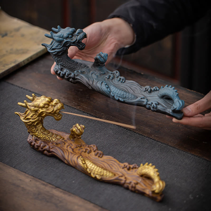 Buddha Stones Dragon Protection Ceramic Stick Incense Burner Decoration - image 1