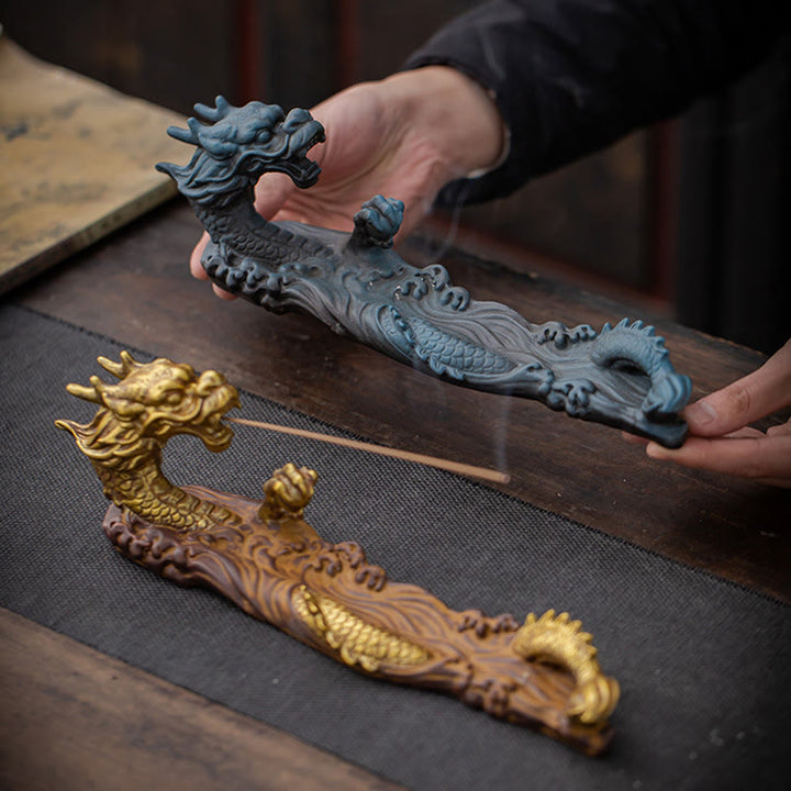 Buddha Stones Dragon Protection Ceramic Stick Incense Burner Decoration - image 1