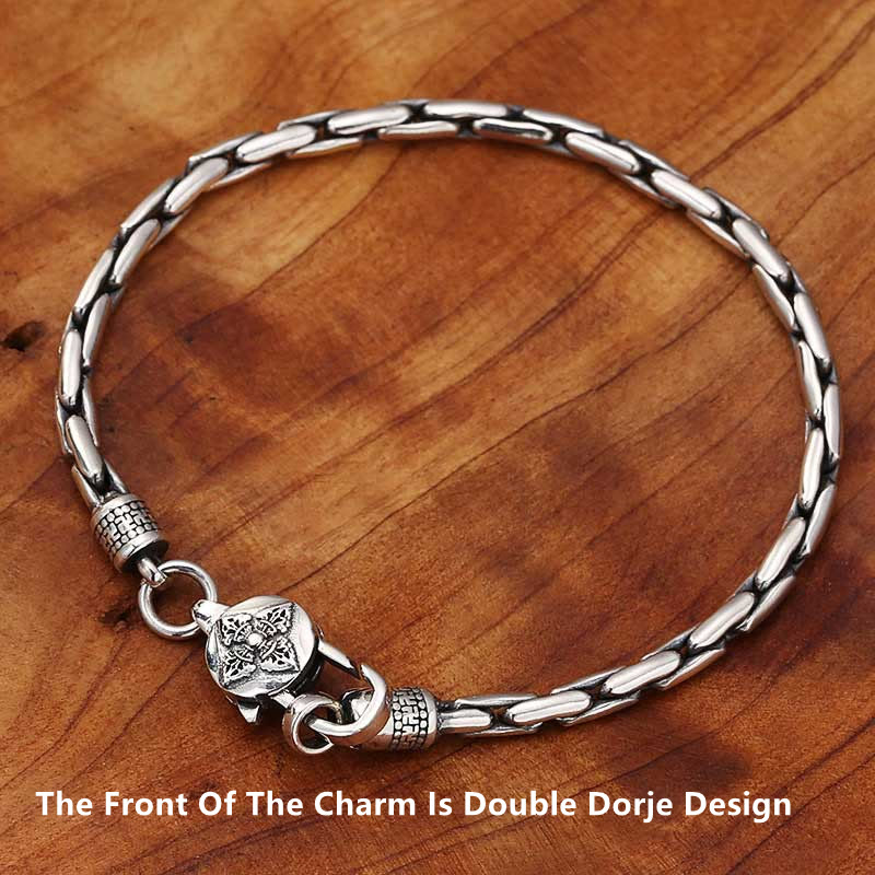 Buddha Stones Tibetan Double Dorje Om Mani Padme Hum Buddha Swastika Vajra Strength Bracelet - image 4