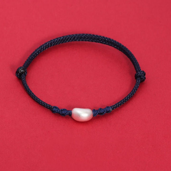 Buddha Stones 999 Sterling Silver Bean Design Luck Connection Handmade Braided Bracelet - Navy Blue(Wrist Circumference 14-19cm) - image 10