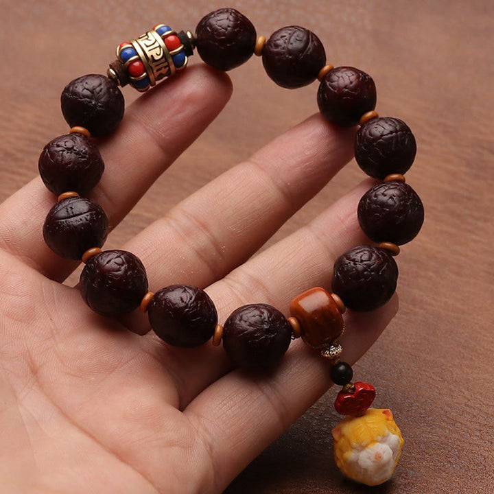 Buddha Stones Tibetan Bodhi Seed Agate Bead Luck Wealth Tassel Charm Wrist Mala - image 16