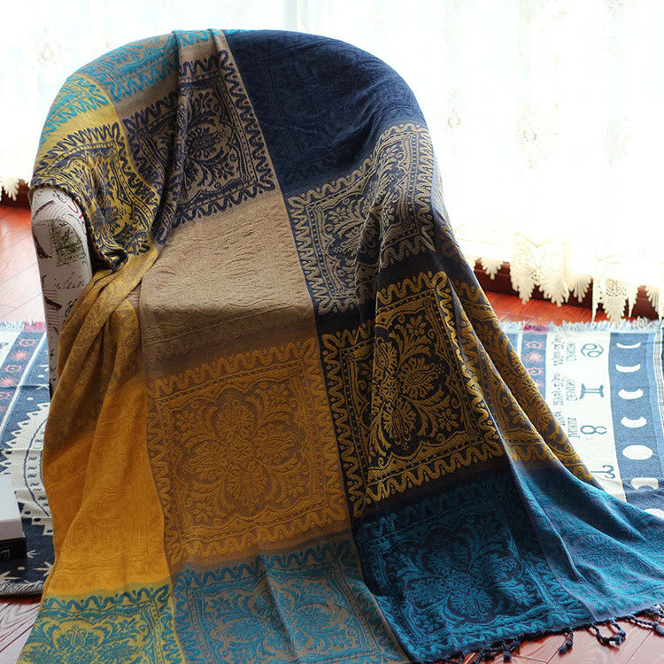 Buddha Stones Tibetan Colorful Flower Pattern Hand-Dyed Cozy Blanket - image 5