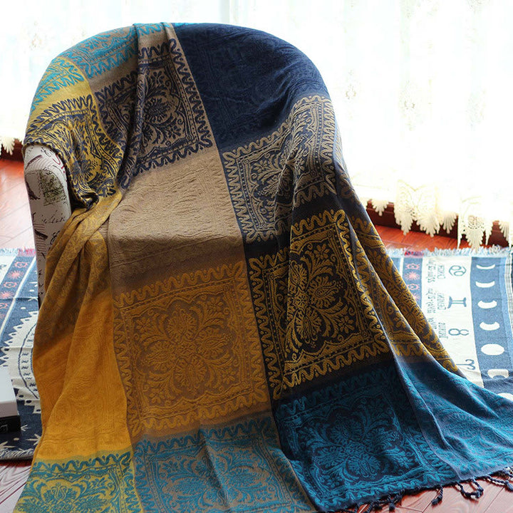 Buddha Stones Tibetan Colorful Flower Pattern Hand-Dyed Cozy Blanket - image 5