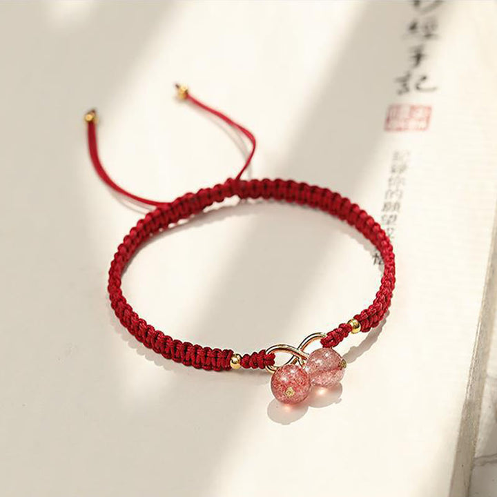 Buddha Stones Natural Strawberry Quartz Amethyst Green Phantom Bead Positive Bracelet - image 15