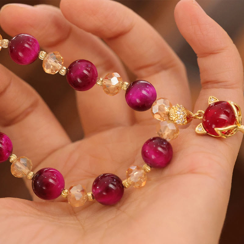 Buddha Stones Red Tiger Eye PiXiu Fox Protection Self Confidence Bracelet - image 5