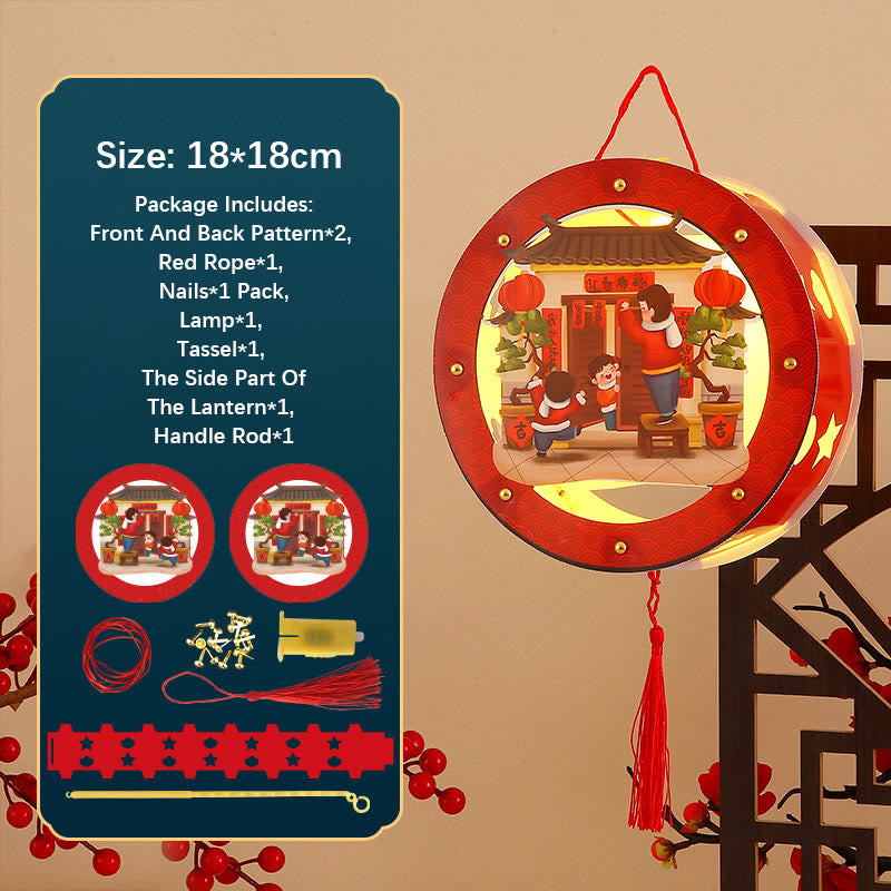 Buddha Stones DIY Good Luck Cute Rabbit Paper Lantern Lamp Mid-Autumn Festival Lantern Decoration - Round Family Reunion Lantern - image 14