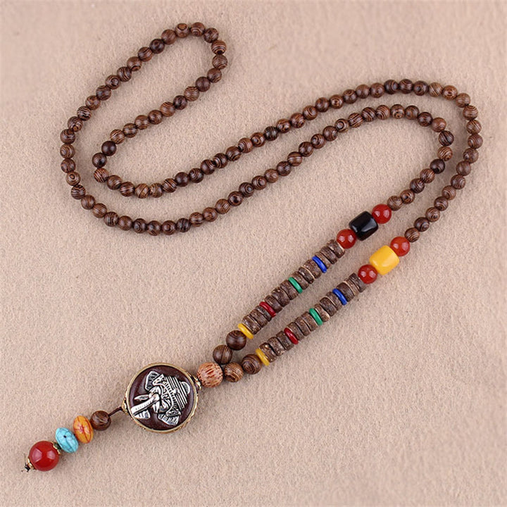 Buddha Stones Tibetan Wenge Wood Bodhi Seed Agate Elephant Protection Necklace Pendant - Wenge Wood&Elephant - image 10