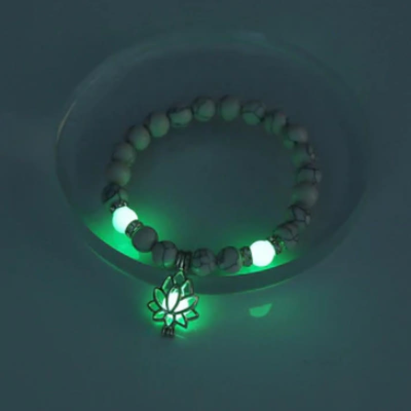 Buddha Stones Tibetan Turquoise Glowstone Luminous Bead Lotus Protection Bracelet - image 17