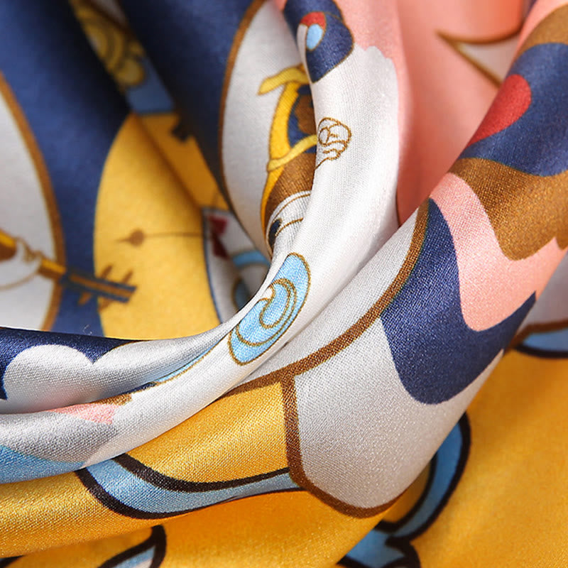 Buddha Stones Pastoral Scene Hot Air Balloon Spring Blossom 100% Mulberry Silk Neck Hair Scarf - image 20