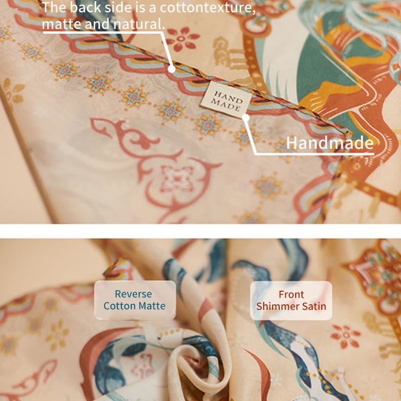 Buddha Stones Dunhuang Riyue Mountain 100% Mulberry Silk Scarf Dunhuang Shawl - image 7