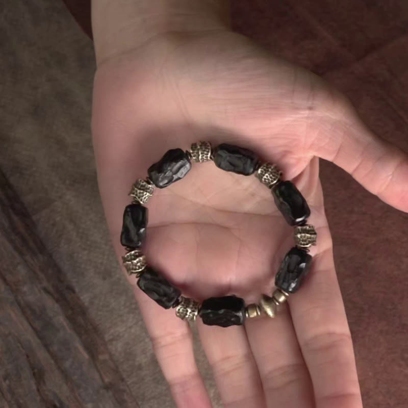 Buddha Stones Tibetan Ebony Wood Copper Calm Peace Bracelet - image 8